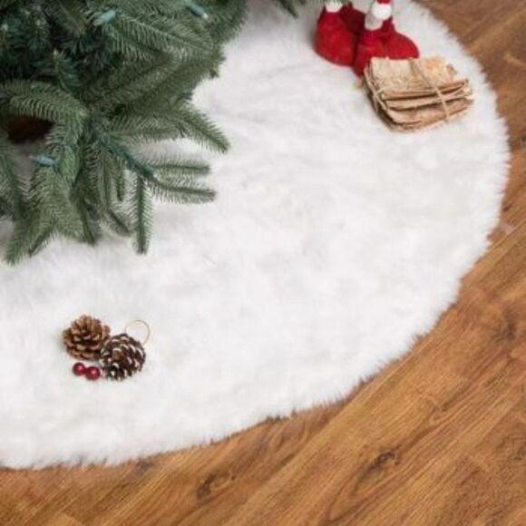 GLITZHOME 48" D Plush Christmas Tree Skirt - Picture 2 of 4